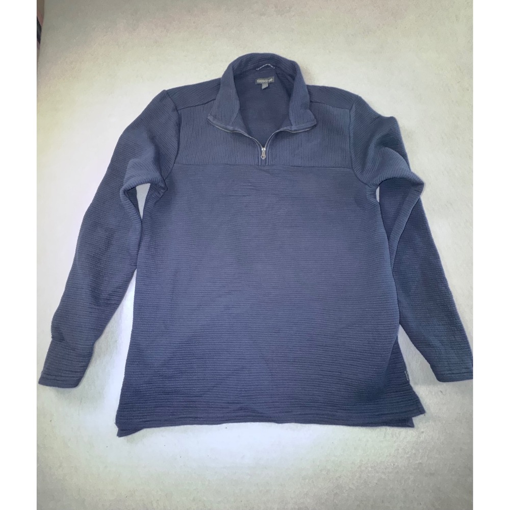 Toad&Co Mens Navy Blue Ribbed Organic Cotton‎ Quarter Zip Pullover Sweater Large